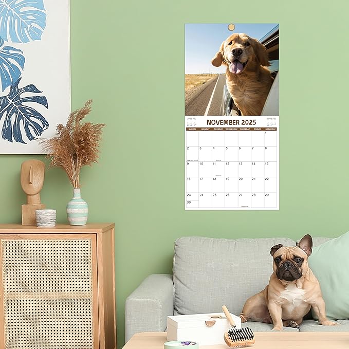 2025 Wall Calendar - Funny Dogs Wall Calendar 2025, 12" x 24" (Open), Cute Calendar 2025, Jan. 2025 - Dec. 2025, 12-Month Calendar, Thick Paper, Hanging Hole, Holidays, Unruled Blocks