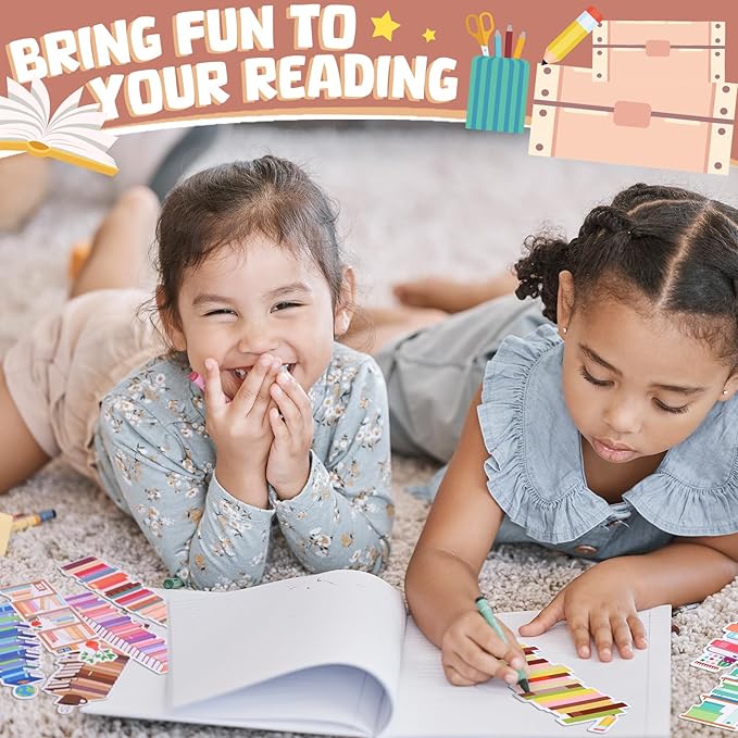 150 Pcs Book Tracker Bookmarks Bulk 6.3 x 1.97 Inch Bookshelf Design Bookmarks Paper Book Tracking Bookmark Double Sided Reading Page Markers for Book Lovers Students School (Book)