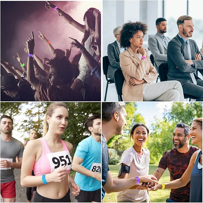 1400 Pack Wristbands for Events Paper Wristbands Waterproof Paper Bracelets Neon Wrist Bands Colored Wristbands Adhesive Hand Bands Armbands for Concerts(Green)