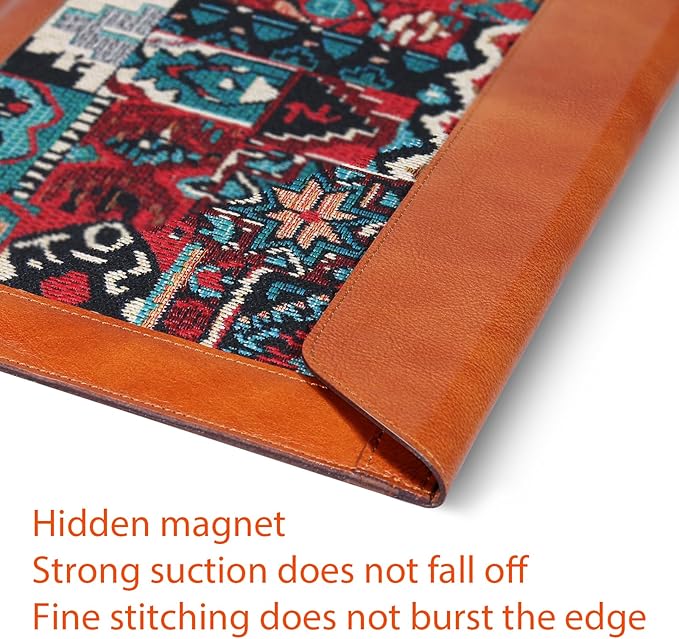 14 Inch Laptop Sleeve for 14 Inch MacBook Pro/Max M3 M2 M1 Notebook Laptop Case,Genuine Leather Laptop Cover for 14 Inch Notebook,Macbook Travel Protective Case with Buckle,Brown