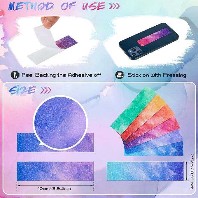 36 Pieces Anxiety Sensory Stickers Cute Fidget Textured Strips Toys Anti Stress Tactile Rough Sensory Calm Textured Strips Adhesives Anxiety Relief for Adults Teens Desk Classroom (Watercolor Style)