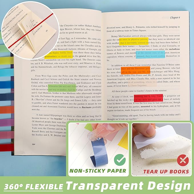 2800-Pcs Sticky/Book Tabs, Writable Morandi Translucent Book Markers Sticky Note Tabs, Repositionable Book Flags Strip, Post It Notes, Book Annotation Supplies, Annotation Tabs, File Index Tabs