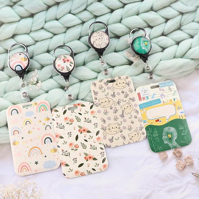 Funny ID Lanyard Badge Holder & Retractable Badge Reel Clip Cool Preppy School Key Lanyard ID Holder for Teachers Students Teens Kids for Keys & ID Badges Cute Keychain Lanyard for Women