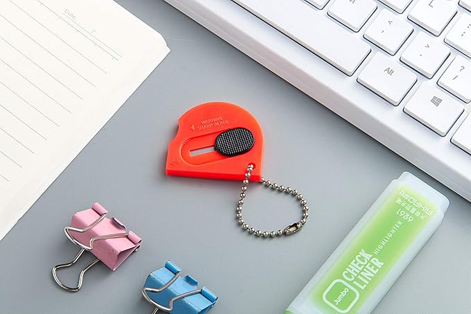 18 pack Mini Portable Utility Office Keychain with auto Retractable Blade Pocket Knives Letter Opener Small Box Cutter(orange)