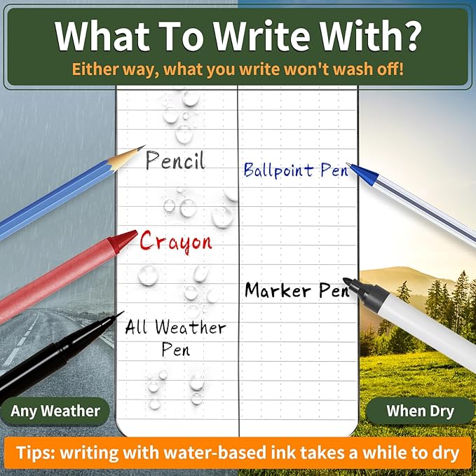 3 Pack Waterproof Notebook, 3 x 5 Pocket Notepad, All Weather Small Pocket Notebook Stone Paper, Mini Spiral Notepad Police Notepad 100 Lined Pages for Outdoor Office