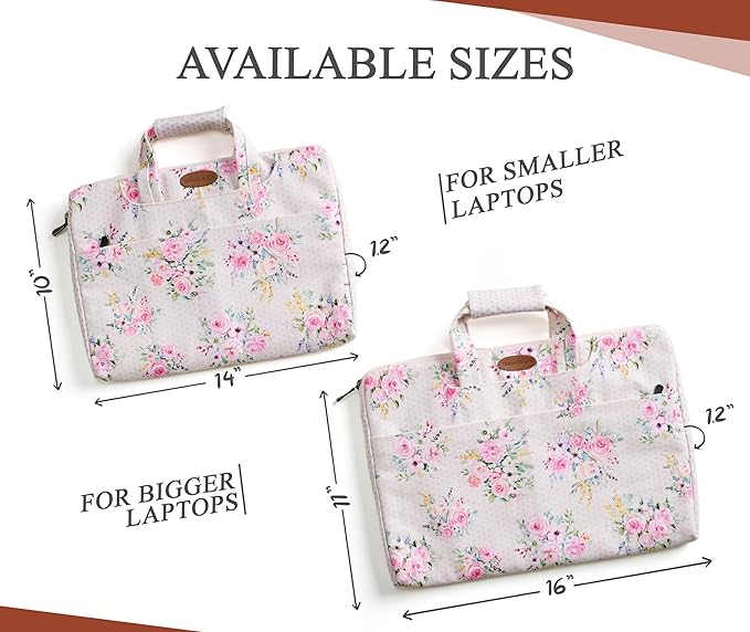 Maison d'Hermine Laptop Bag upto 15.6 inch Stain and water repellent Cotton canvas - Sweetrose Lavender