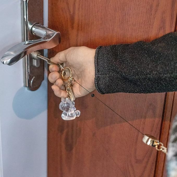 2 Pack Metal Retractable Badge Reel ID Badge Holder with Cord and Carabiner Key Chain (Black)