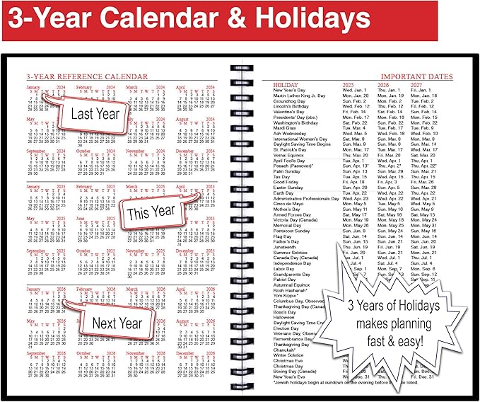 2025 Datebook & City Themed Planner – Resource Guide with Daily, Weekly & Monthly Views – 3-Year Reference Calendar - Multi-Purpose Travel Notebook Guide & Adventure Diary (Washington D. C. 2025)