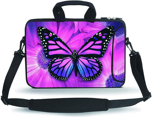 14 15 15.4 15.6 inch Messenger Bag Carrying Case Sleeve with Handle Accessory Pocket Fits 14 to 15-Inch Laptops/Notebook/Ebooks/Kids Tablet/Pad(Big Butterfly)