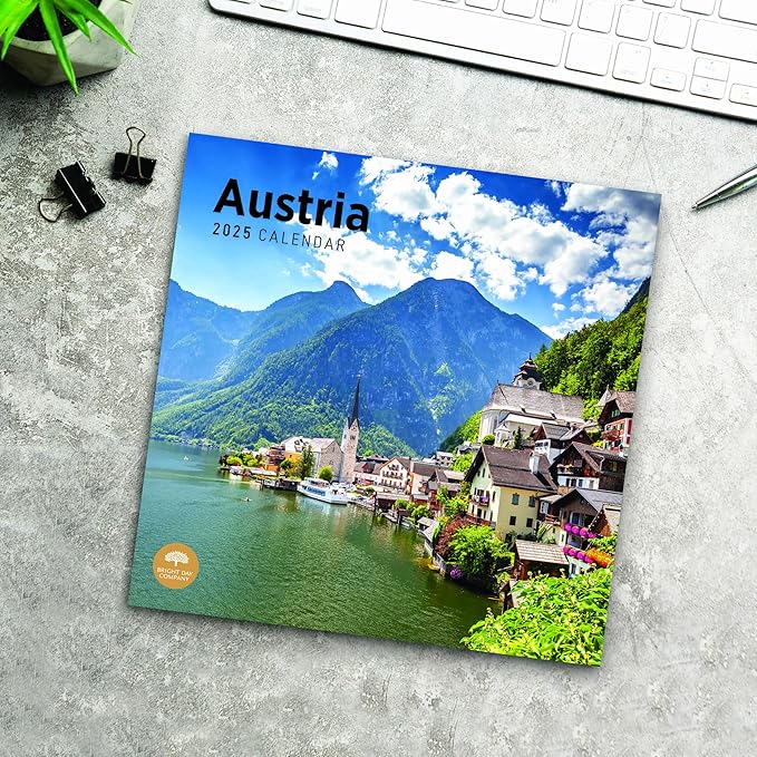 2025 Austria Monthly Wall Calendar by Bright Day, 12 x 12 Inch Beautiful Landscape Photography Gift