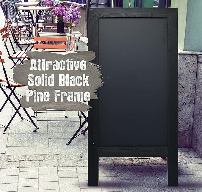Better Office Products Magnetic A-Frame Chalkboard Sign, Extra Large 20" x 40", Standing Chalkboard Easel, Deluxe Set with Multiple Accessories, Outdoor Sidewalk Sandwich Board Sign,(Black)