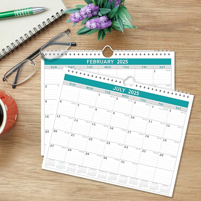 2025 Wall Calendar - Monthly Calendar 2025, 8.5" x 11", January 2025 to December 2025, Calendar with Twin-Wire Bound, Wall Calendar with Writing Blocks