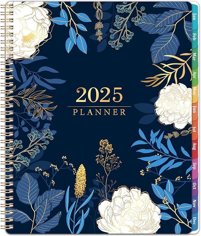 2025 Planner - Planner 2025, 2025 Planner Weekly and Monthly, 9" x 11" (A4 Size), Jan 2025 - Dec 2025, Twin-wire Binding, Holidays, Monthly Tabs, Back Pocket, Habit Tracker