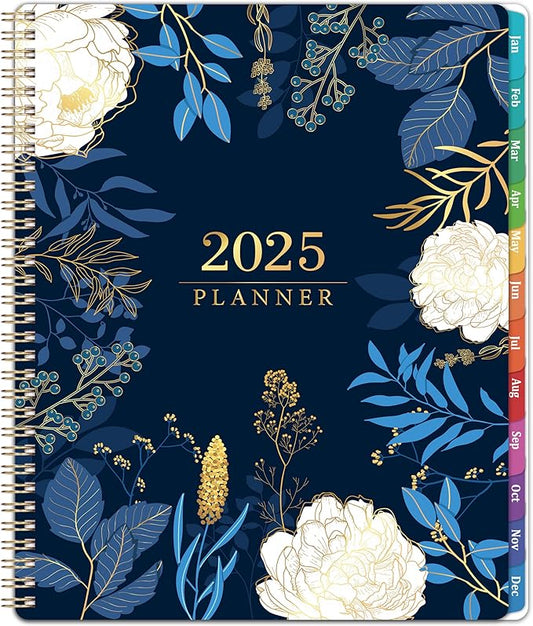 2025 Planner - Planner 2025, 2025 Planner Weekly and Monthly, 9" x 11" (A4 Size), Jan 2025 - Dec 2025, Twin-wire Binding, Holidays, Monthly Tabs, Back Pocket, Habit Tracker