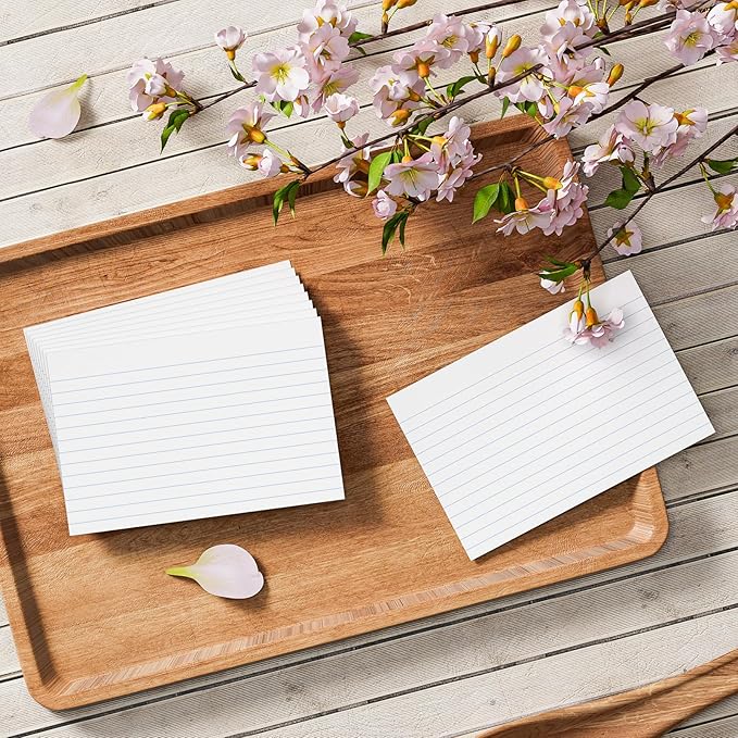 4x6 Note Cards White Index Cards, 300 Count Ruled Index Cards 4x6 in, Lined Notecards Flash Cards Study for School, Lined Note Index Card, Lined on Front, Blank on Back Card Stock 4 x 6, White