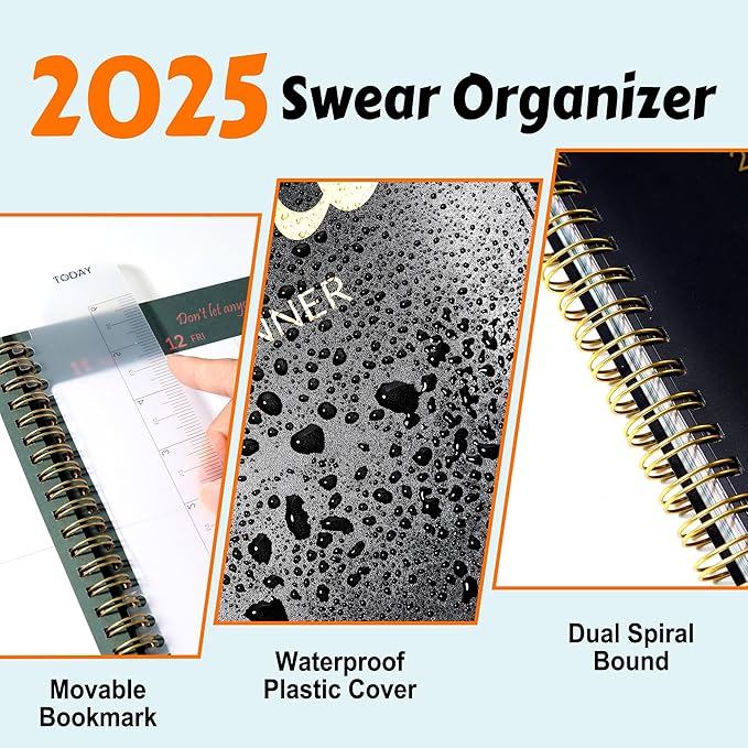 2025 Fuck It Planner for Tired-Ass Women, 8.5" x 11", 12 Months Funny Weekly Organizer With Sweary and Badass Affirmation, White Elephant Gifts for Adults Funny, JAN - DEC 2025, Black