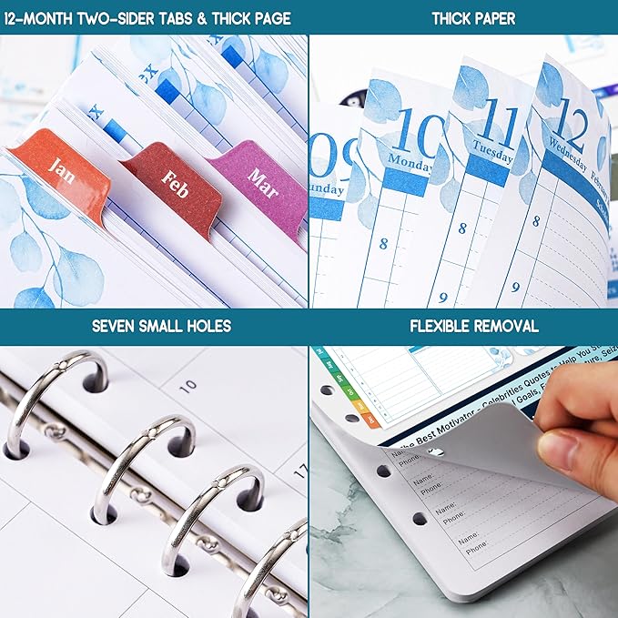 2025 Planner Refills - JAN - DEC 2025 Planner, Two Pages Per Day Daily ＆ Monthly Planner, 5.5" x 8.4", Ring-Bound Organizer, Daily Tracker & Schedule, Colorful Tabs