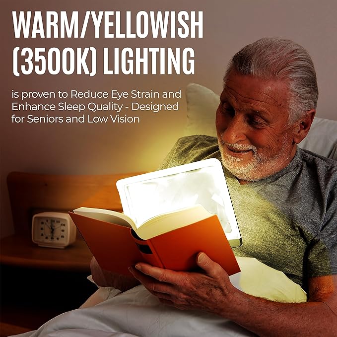 MAGNIPROS 5X Large LED Page Magnifier for Reading with 3 Color Lighting Modes & Anti-Glare Lens to Reduce Eye Strain-Perfect for Small Prints, Aging Eyes, Low Vision and Seniors