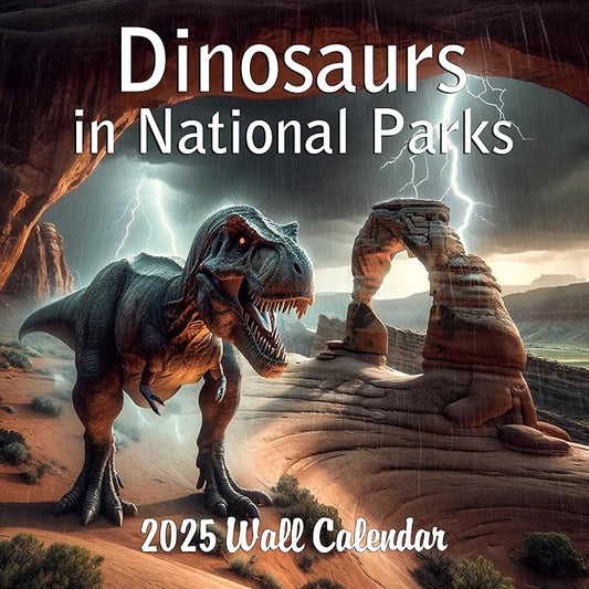2025 Dinosaurs in National Parks Monthly Wall Calendar | 12" x 24" | Thick Sturdy Paper | Dinosaur Calendar 2025