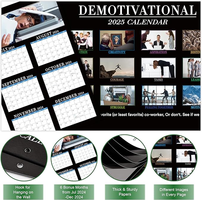 2025 Calendar - 12 Monthly Square Wall Calendar 2025, January - December 2025, 11'' x 9'', 2025 Demotivational Calendar, 2025 Calendar 12 Month for Demotivational Funny Silly Gift