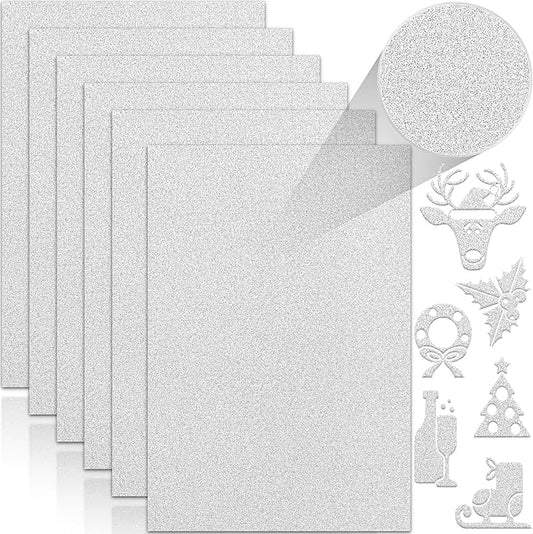 24 Sheets Silver Glitter Cardstock Paper, A4 Premium Sparkly Paper for Scrapbook, DIY Projects, Party Decoration, Gift Box Wrapping 250GSM/92lb