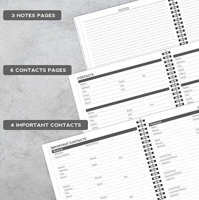 2025-2026 Monthly Planner/Calendar - 2 Year Planner 2025-2026, Monthly Tabs, 9’’ × 11’’, Jan. 2025 - Dec. 2026, Hard Cover, Inner Pocket - Grey