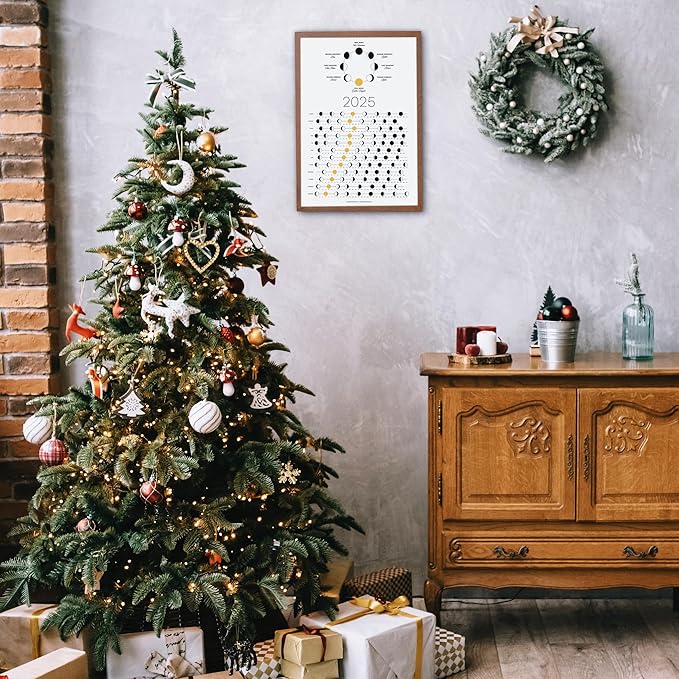 2025 Moon Phase Calendar (SHIPS FLAT) - Hangable Light Lunar Wall Poster - Great as a Unique Gift, Moon Tracking, Wall Décor & Art, Astrology Decorations - A Celestial Calendar - by Thankful Greetings