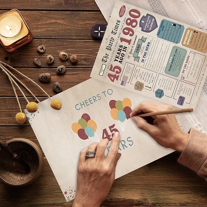 45th Birthday Gifts Men Women, 45th Birthday Card for Him Her, 45 Year Old Birthday Decorations for Husband Wife