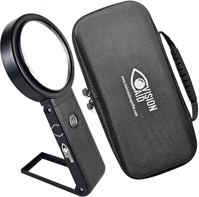 30x Hands-Free Magnifying Glass with USB Rechargeable 36 LED Lights, Storage Case | 40x Loupe Magnifier with Stand for Reading Coins Low Vision