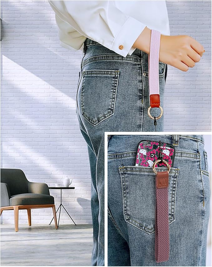 Wristlet Keychain for Women Stretchy Wrist Keychain Lanyard for Phone Case Wallet Id Card Badges (Fish - Smoke Violet)