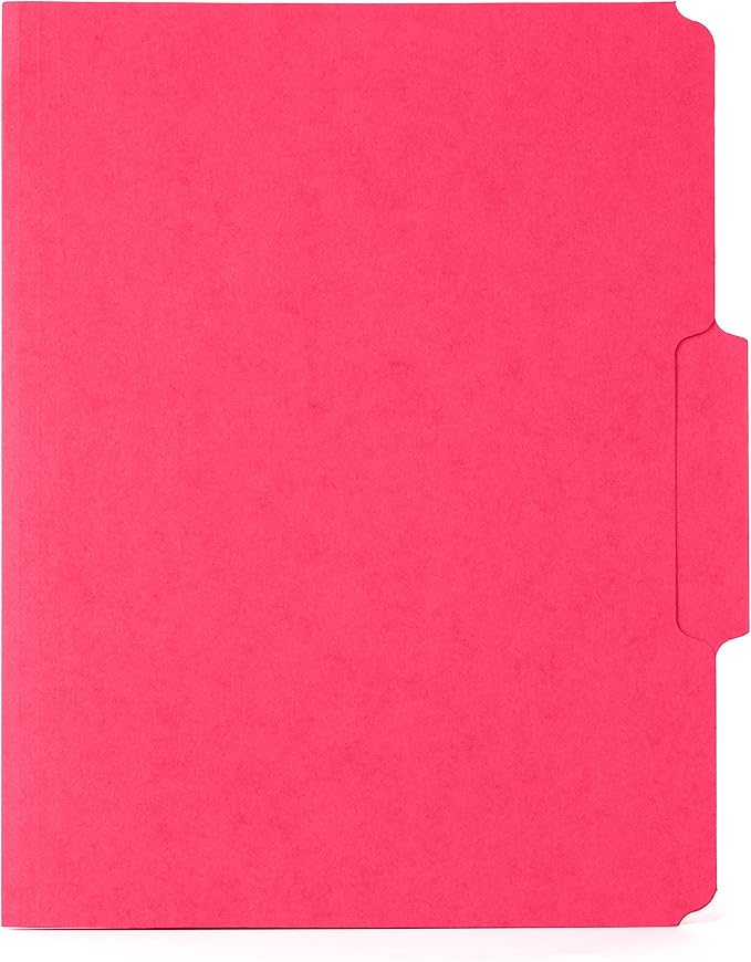 50 Red Fastener File Folders - 1/3 Cut Reinforced Tab - Durable 2 Prongs Bonded Fastener Designed to Organize Standard Medical Files, Law Client Files, Office Reports - Letter Size, Red, 50 Pack