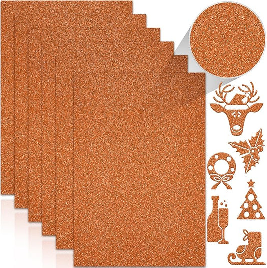 24 Sheets Orange Glitter Cardstock Paper, A4 Premium Sparkly Paper for Scrapbook, DIY Projects, Party Decoration, Gift Box Wrapping 250GSM/92lb