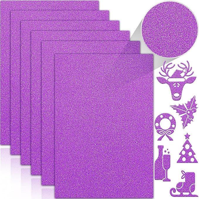 24 Sheets Purple Glitter Cardstock Paper, A4 Premium Sparkly Paper for Scrapbook, DIY Projects, Party Decoration, Gift Box Wrapping 250GSM/92lb