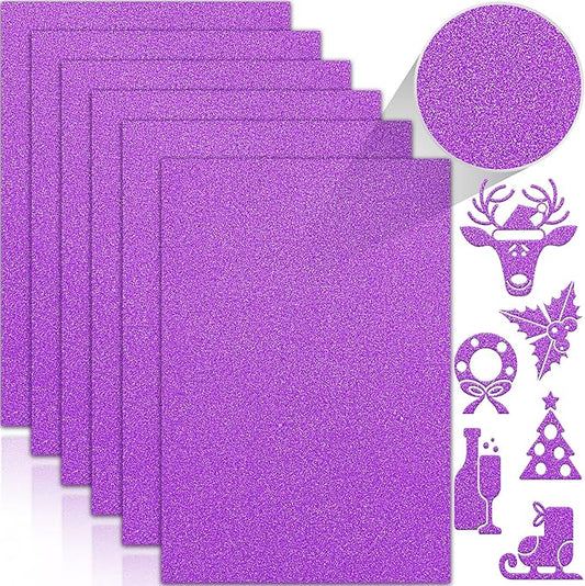 24 Sheets Purple Glitter Cardstock Paper, A4 Premium Sparkly Paper for Scrapbook, DIY Projects, Party Decoration, Gift Box Wrapping 250GSM/92lb