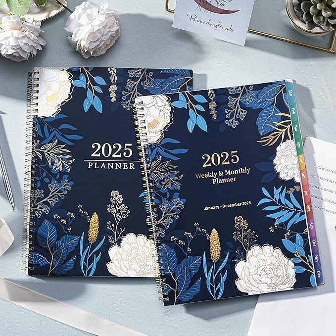 2025 Planner - Planner 2025, 2025 Planner Weekly and Monthly, 9" x 11" (A4 Size), Jan 2025 - Dec 2025, Twin-wire Binding, Holidays, Monthly Tabs, Back Pocket, Habit Tracker