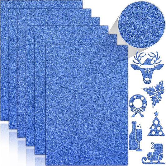 24 Sheets Blue Glitter Cardstock Paper, A4 Premium Sparkly Paper for Scrapbook, DIY Projects, Party Decoration, Gift Box Wrapping 250GSM/92lb